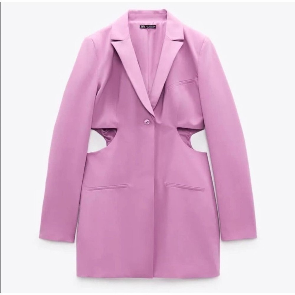 Zara EUC Side Cut Pink Lilac Purple Blazer Dress Size XS Bloggers Favorite Sexy